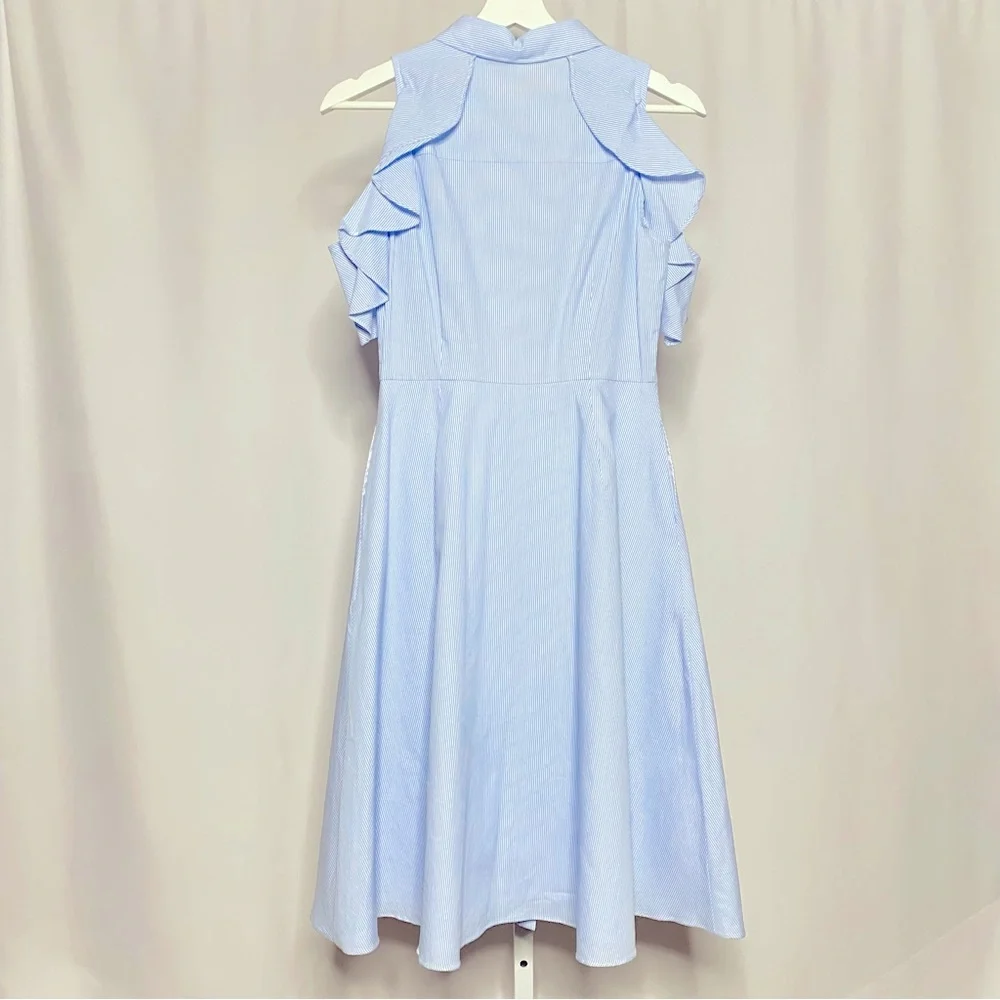 NWOT English Factory Blue Stripe Cold-Shoulder Shirtdress — S - Picture 6 of 6